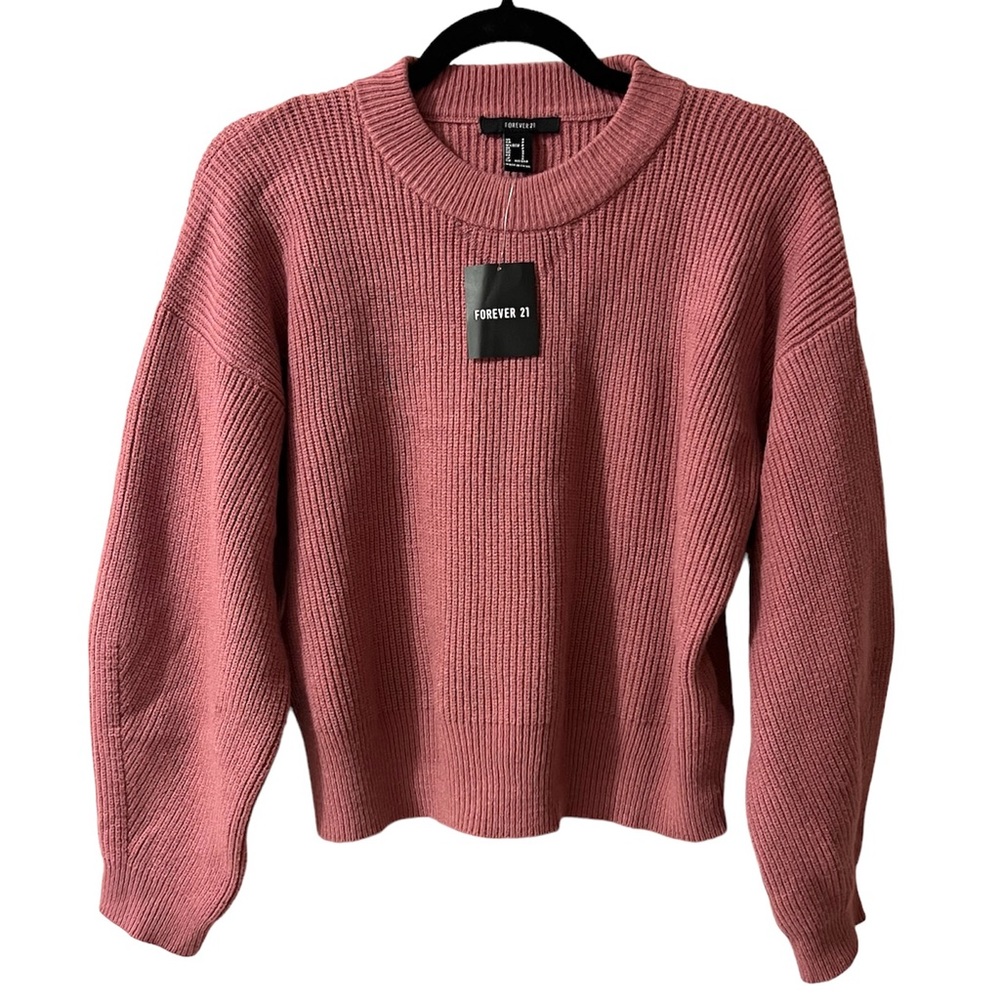 Forever 21 women’s chunky knit sweater dusty rose size S NWT